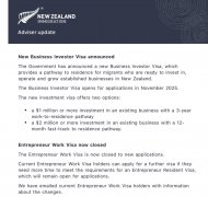 <b>重磅利好！新西兰全新商务投资签证（BIV）11月正式开放，100万纽币起3年拿居留</b>