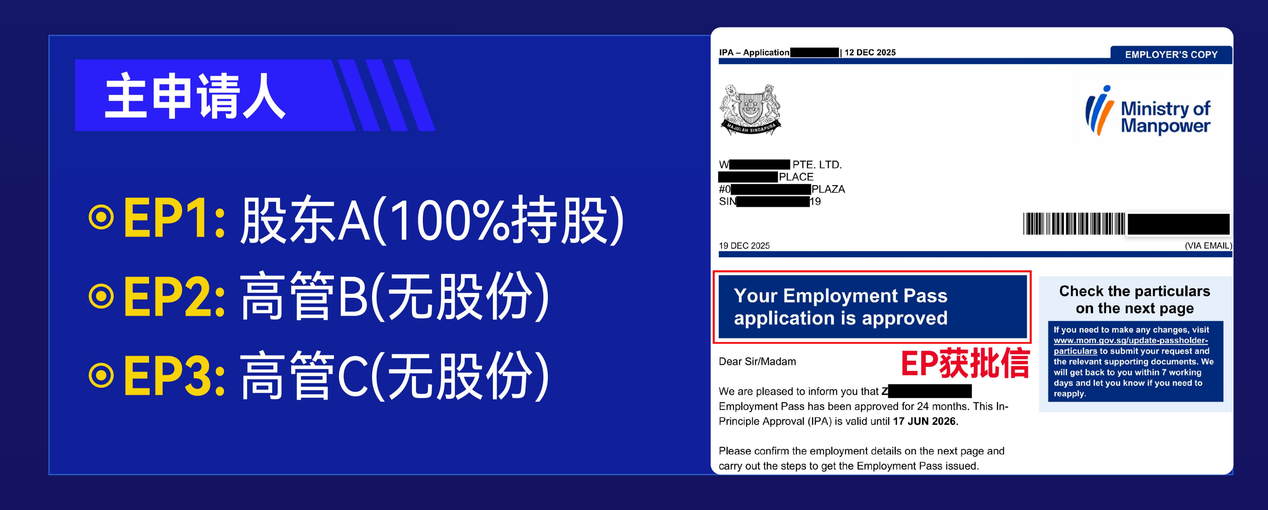 新加坡自雇EP“王炸团批”案例！1家公司搞定3组家庭8口人，EP/DP/LTVP全获批！